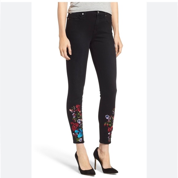 7 For All Mankind Denim - 7 For All Mankind Embroidered Ankle Skinny Jeans Size 27 780